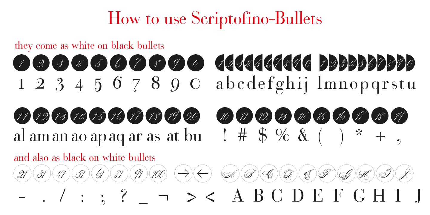 Beispiel einer Bullets Bodoni Ornate neg-Schriftart